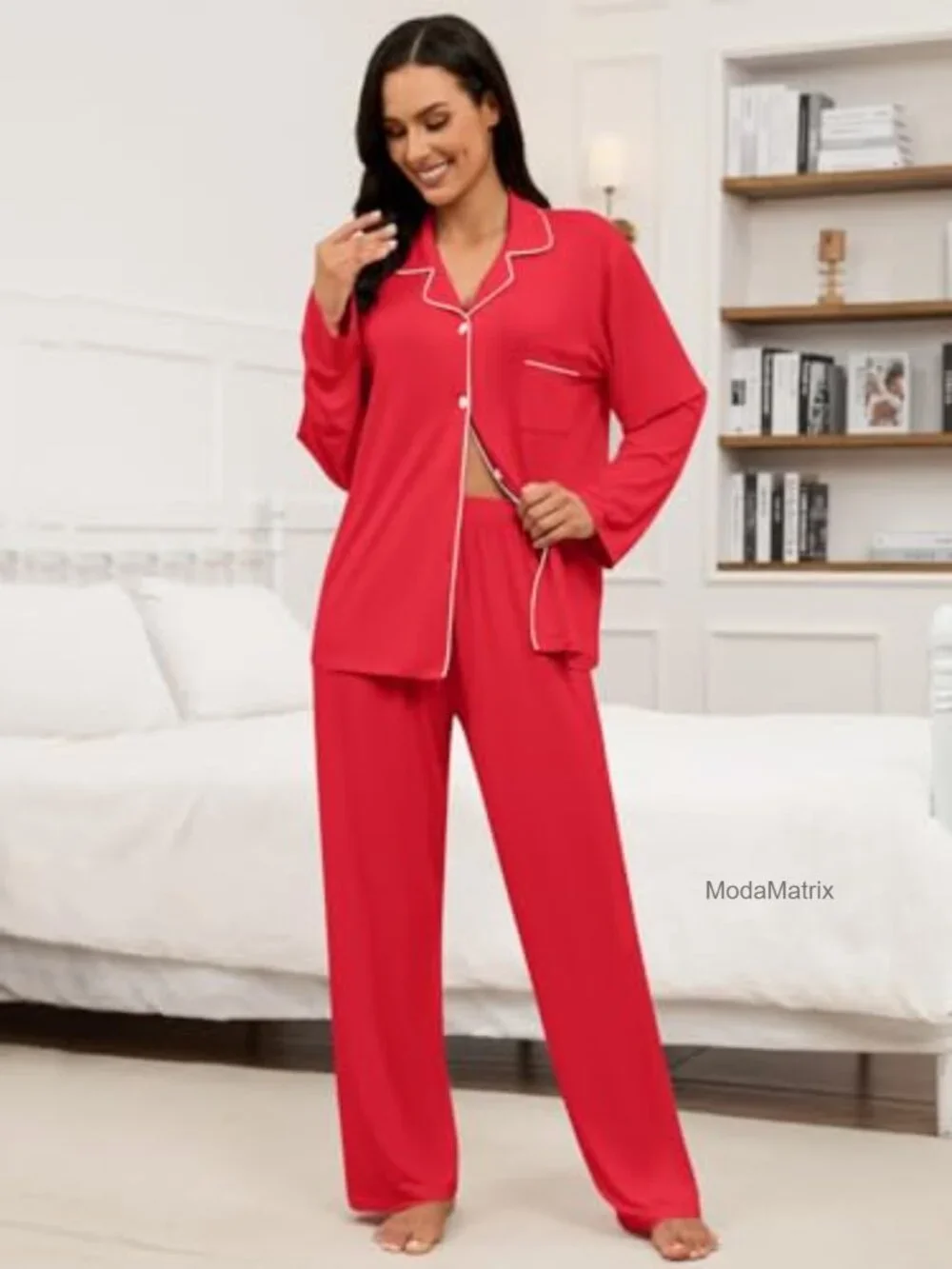 Girls Lyocell Pajama Set Long Sleeve Button Down 2 Piece